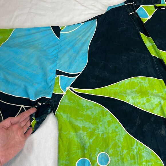 Lotus-Traders Batik Kimono 4X Colorful Abstract Art to Wear Duster Cover Up - Picture 10 of 14